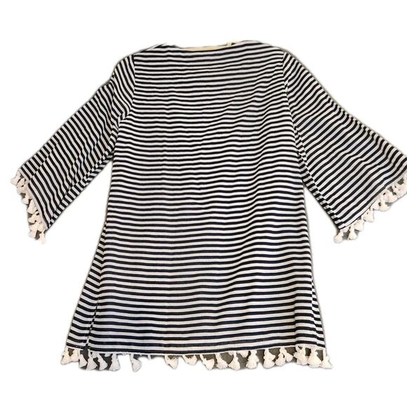 STS Sail to Sable Nautical‎ Blue & White Striped Tunic Tassel 100% Cotton XS NWT - Picture 2 of 11
